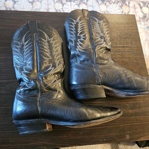 Nacona Black Leather Cowboy Boots Mens Size 11